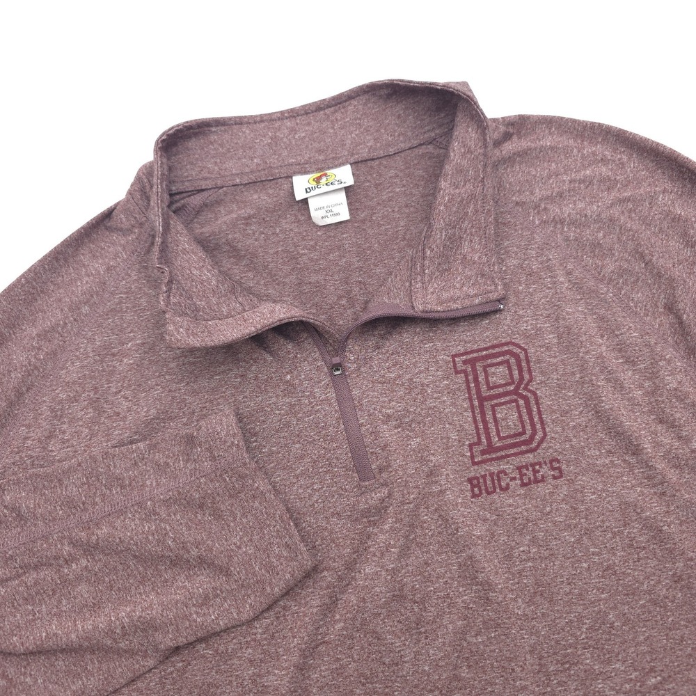 Buc-ee's Pullover Mens 2XL Maroon Quarter Zip Performance Lightweight Stretch